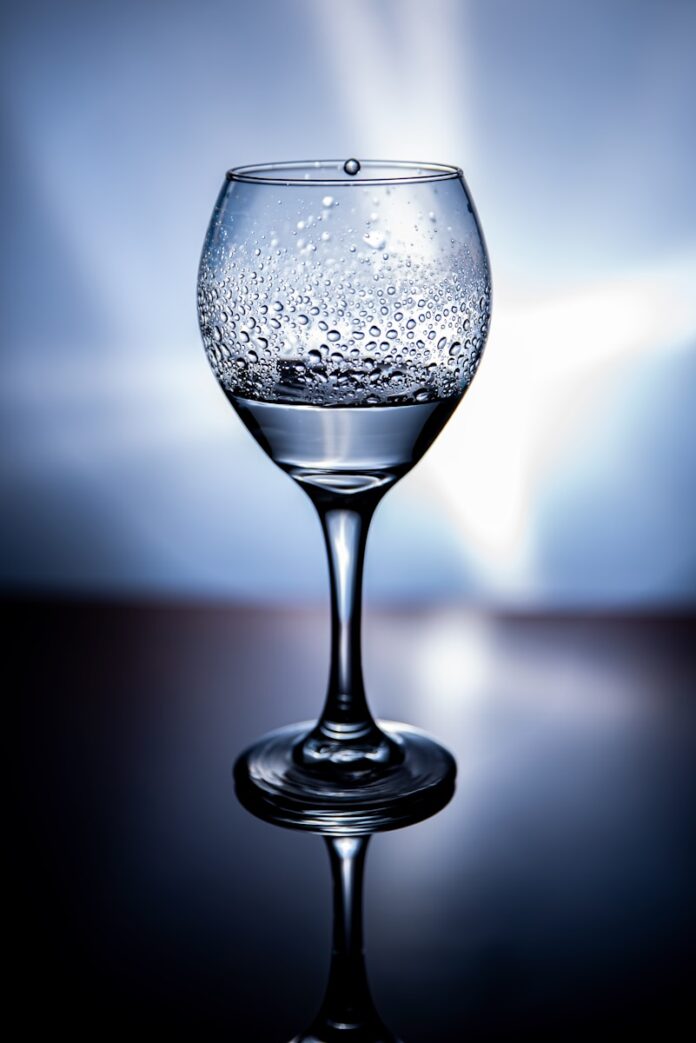 clear wine glass with water
